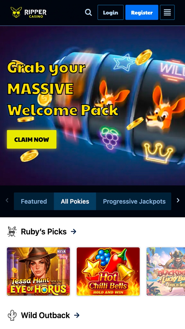 Open the Ripper Casino website on your smartphone.