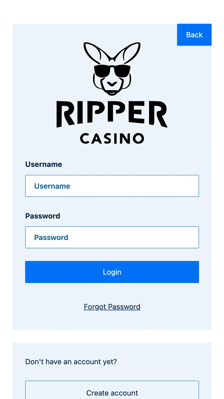 Use your login for quick access to Ripper Casino bets.