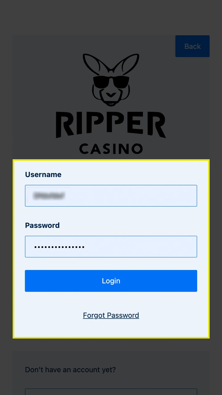 Login to your Ripper Casino personal account.