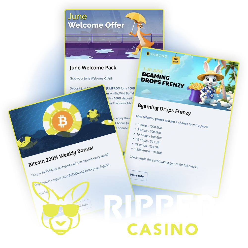 Play with maximum benefits thanks to bonuses from Ripper Casino.