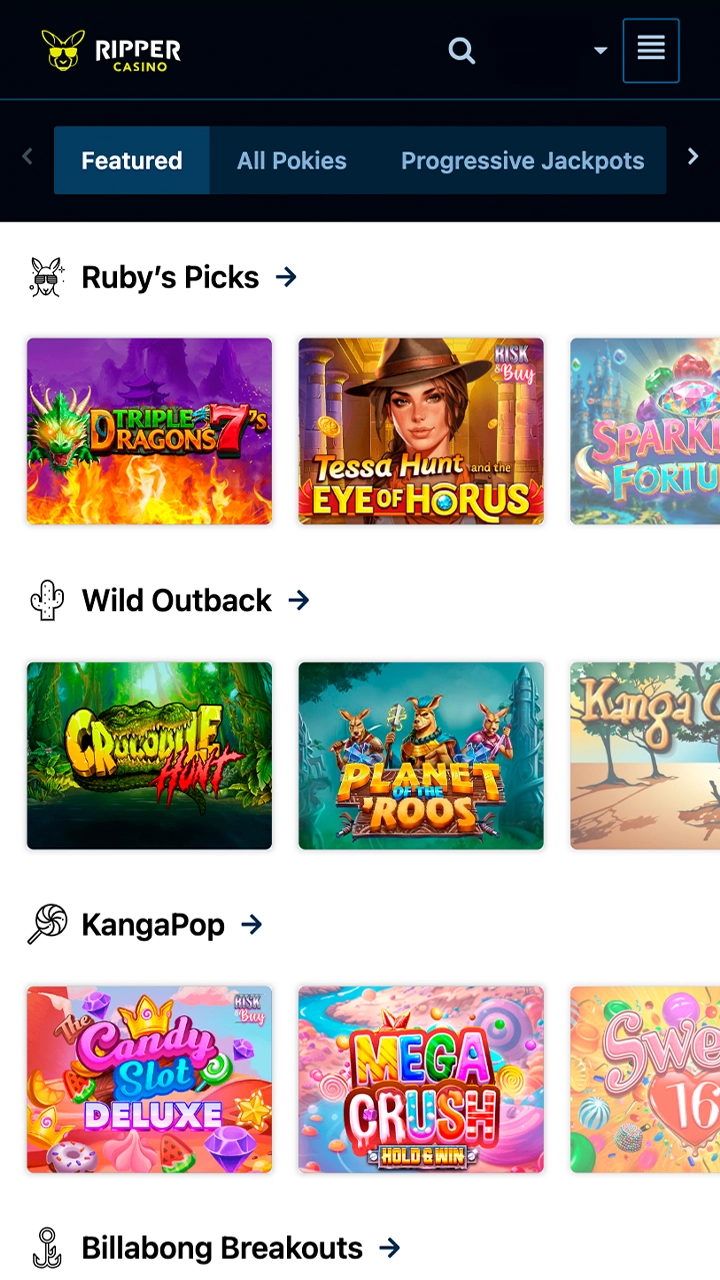 Choose a game for your victories at Ripper Casino.