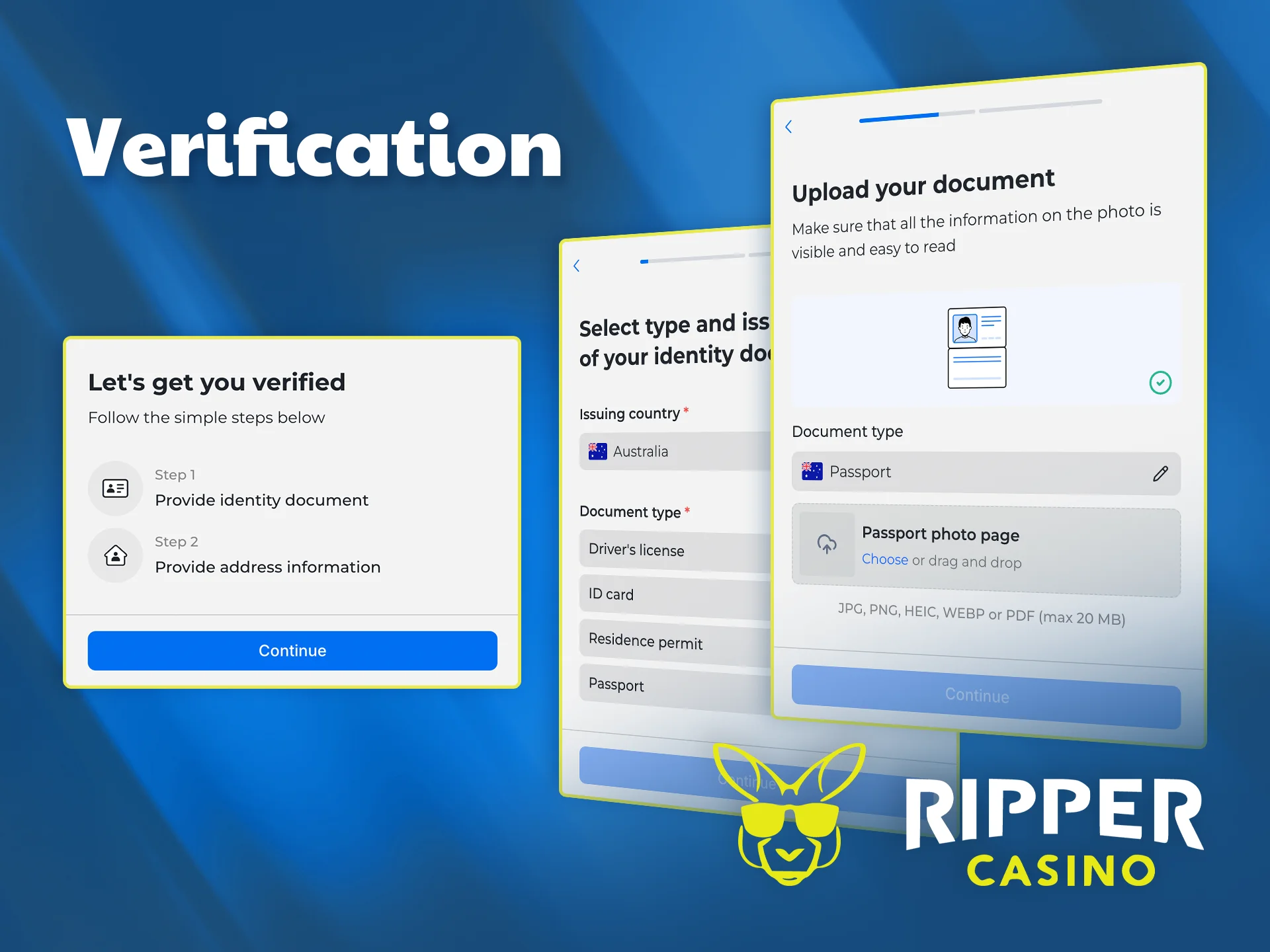 Verify your identity and withdraw your winnings without delay at Ripper Casino.