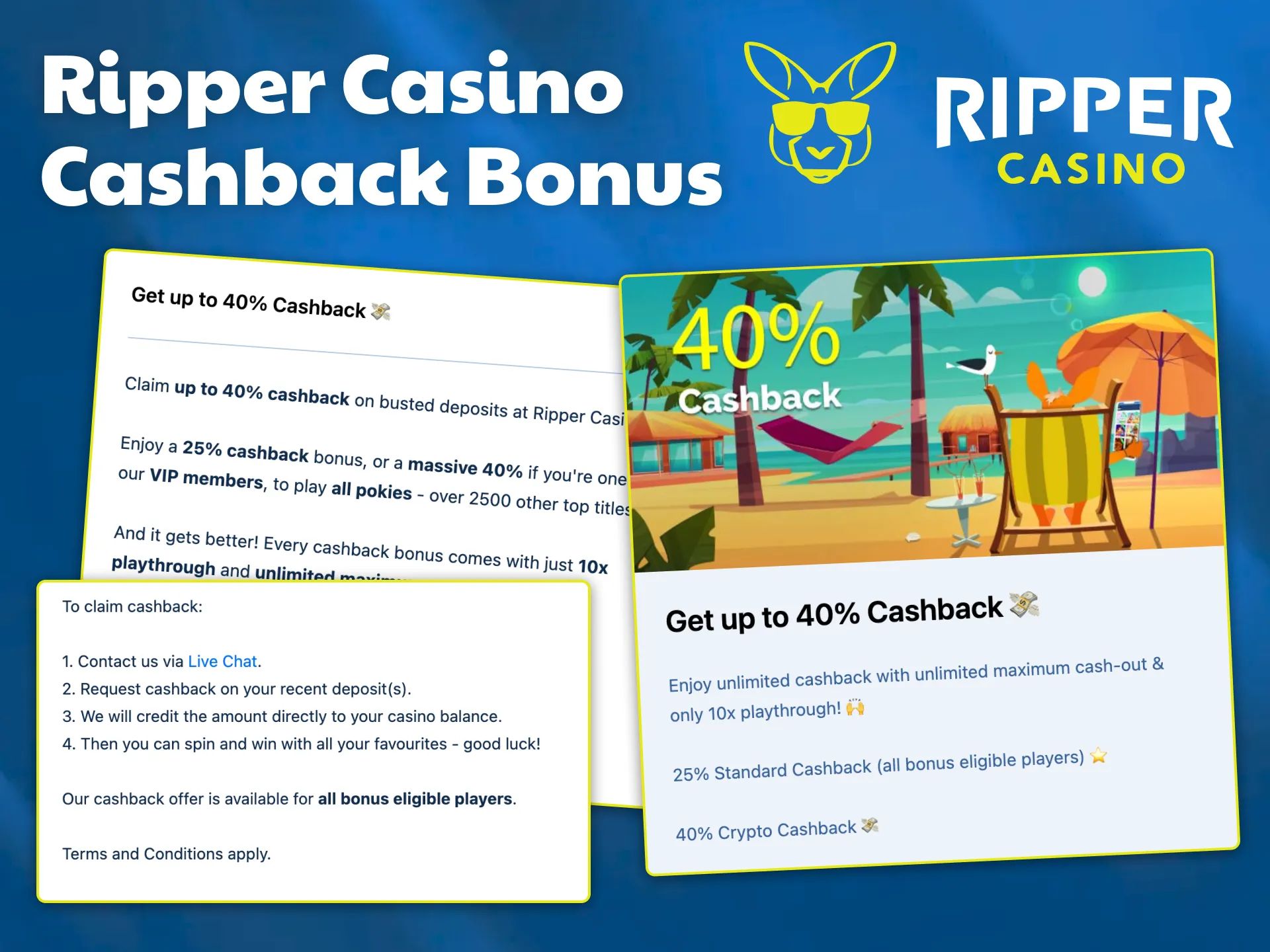 Make a deposit at Ripper online casino and get your cashback.