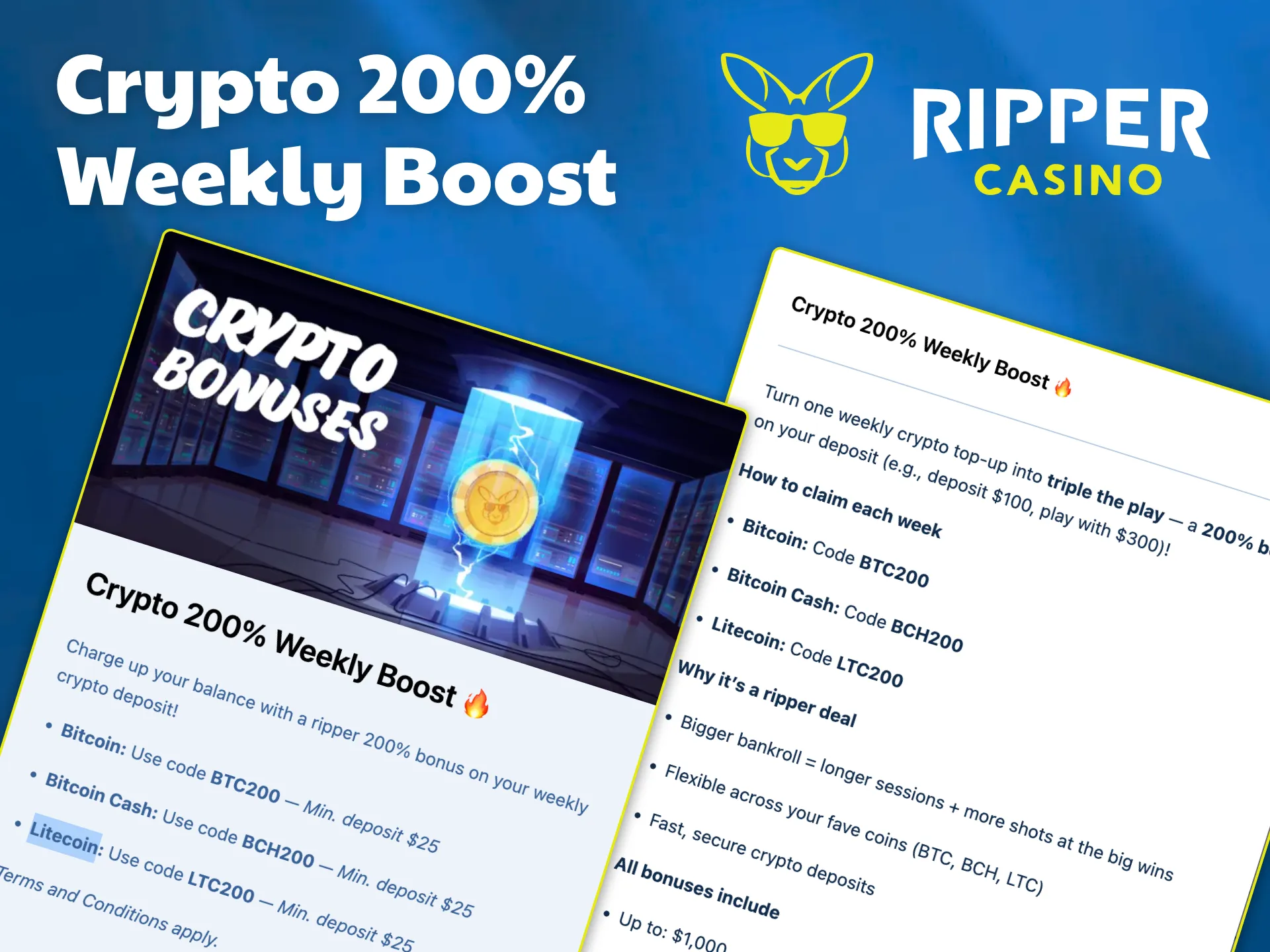 Get a special cryptocurrency bonus at Ripper online casino.