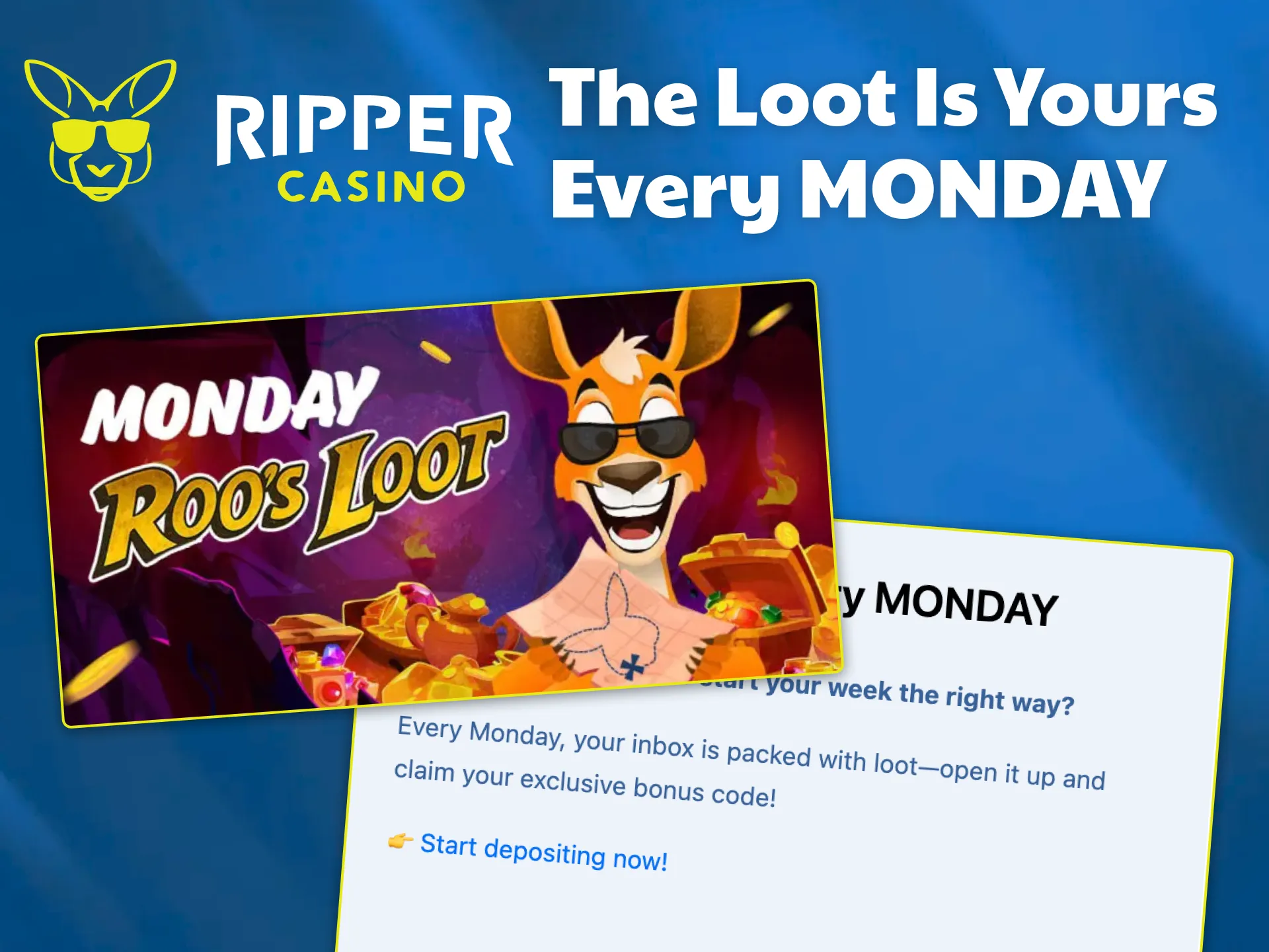 Claim your the loot is yours bonus every monday at Ripper online casino.